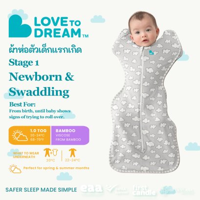 ผ้าห่อตัวเด็กแรกเกิด Swaddle Up™ Viscose from Bamboo 1.0 TOG - Grey Daydream  แบรนด์ Love To Dream